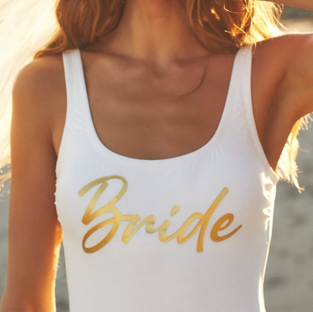 Lulu's Dive Into Romance white bride one piece low scoop back swimsuit - Picture 2 of 15